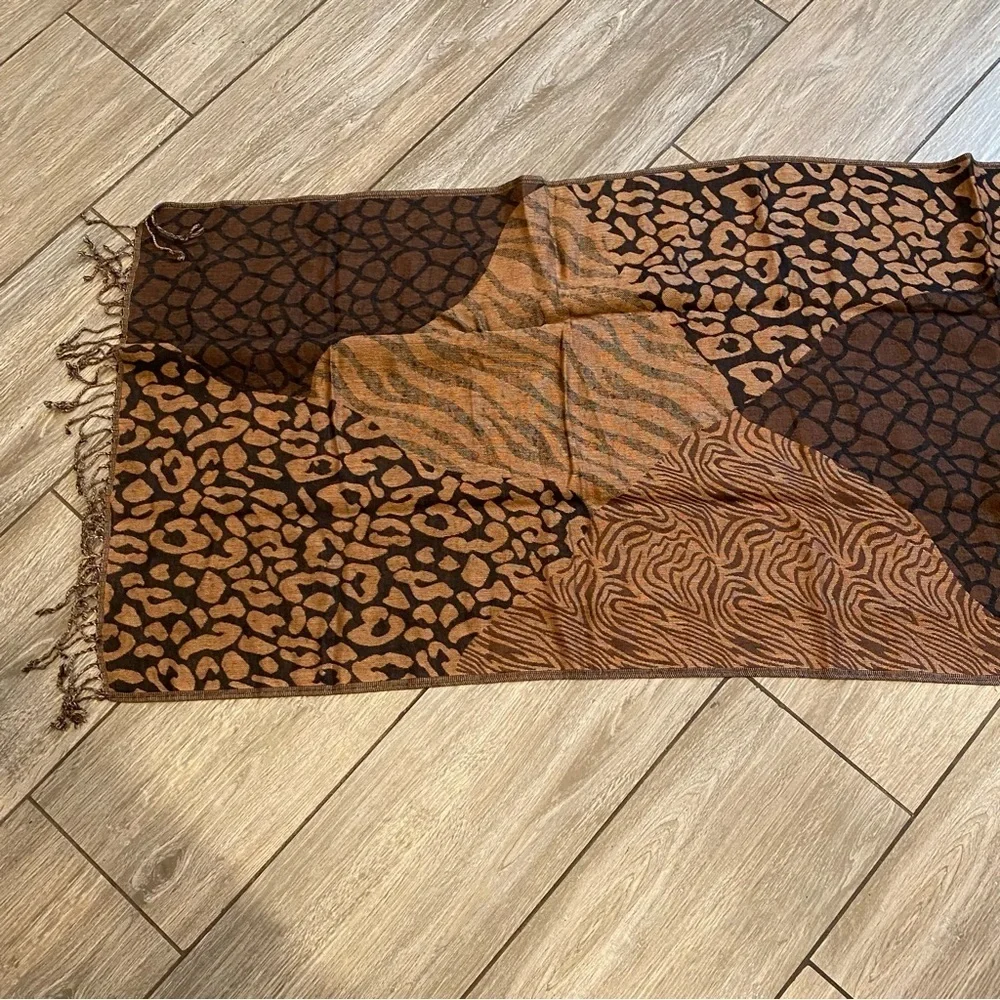 Brown Animal Print Wrap Scarf
